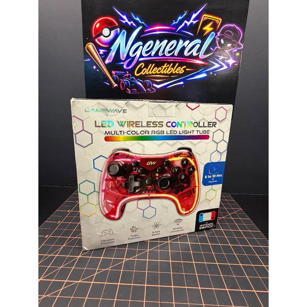 Gamewave LED Wireless Controller for Nintendo Switch Red RGB Light GNSR2RED NEW